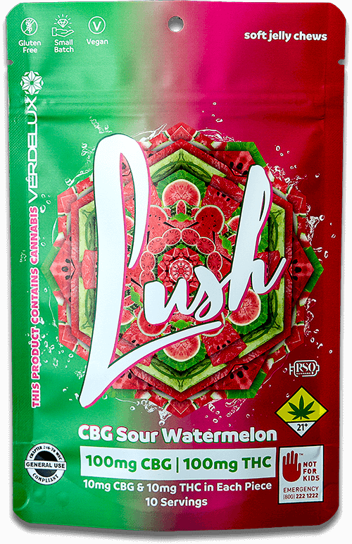 Verdelux Lush Sour Watermelon Balanced CBG THC Infused Gummy