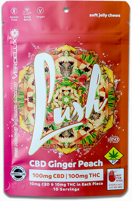 Verdelux Lush Ginger Peach THC CBD Full Spectrum Cannabis Gummy