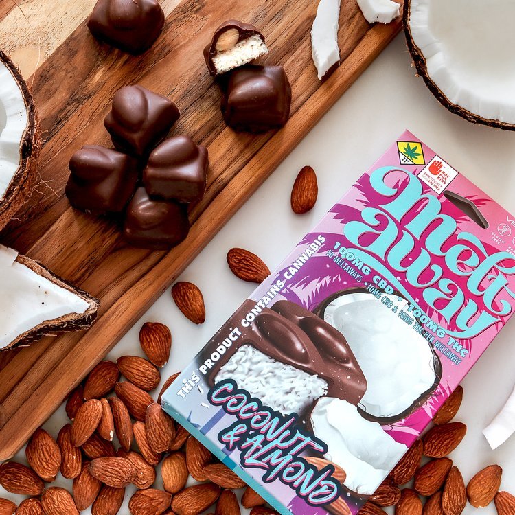 Meltaway Coconut Almond THC CBD Infused Chocolate Edibles