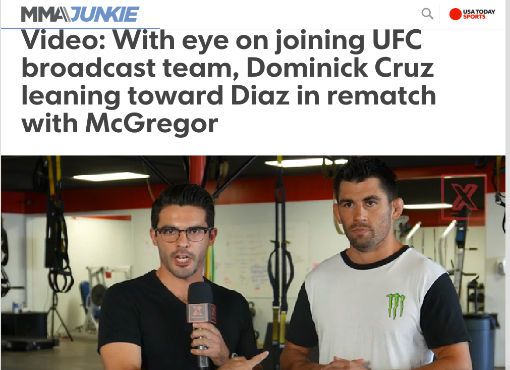Interview w/ UFC star Dominick Cruz in USA Today