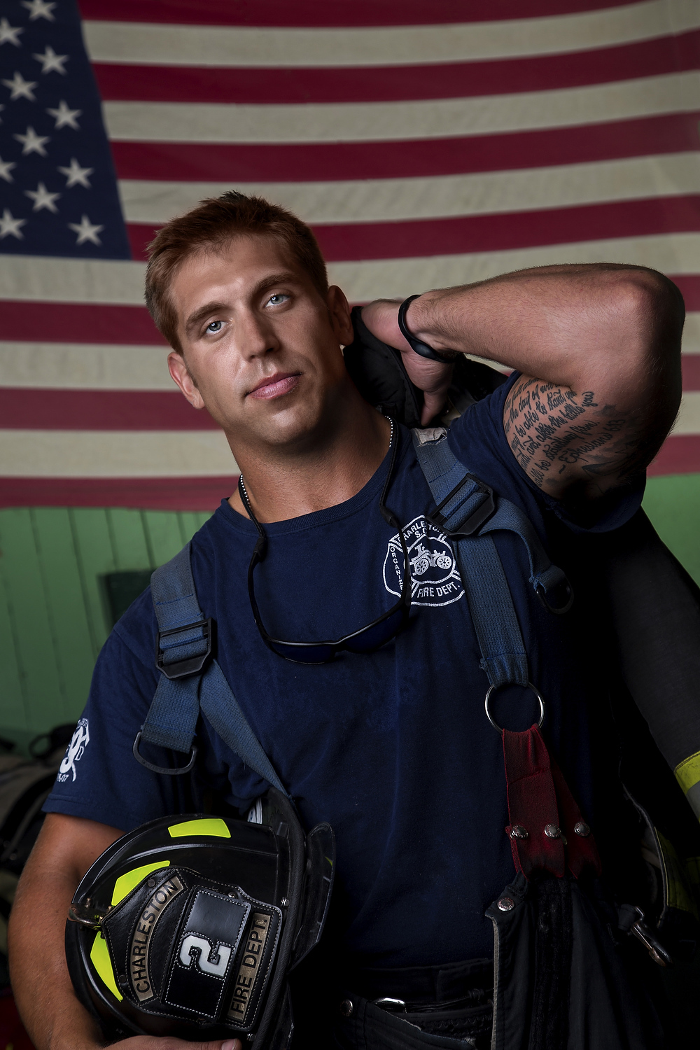  A fireman with the Charleston fire department poses for a portrait. 