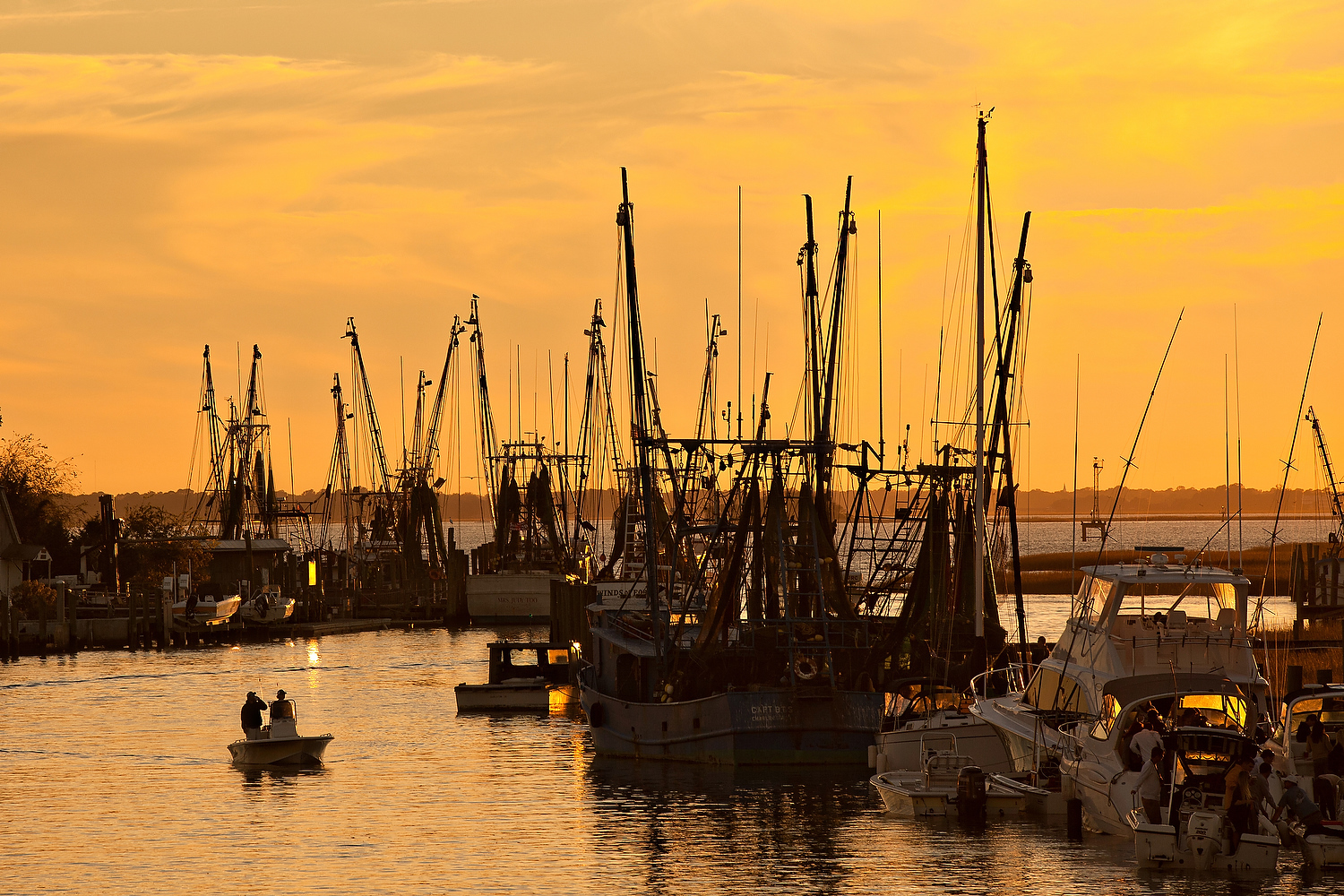  Sunset over the shrimp boats on Shem Creek in Mt Pleasant, SC. 