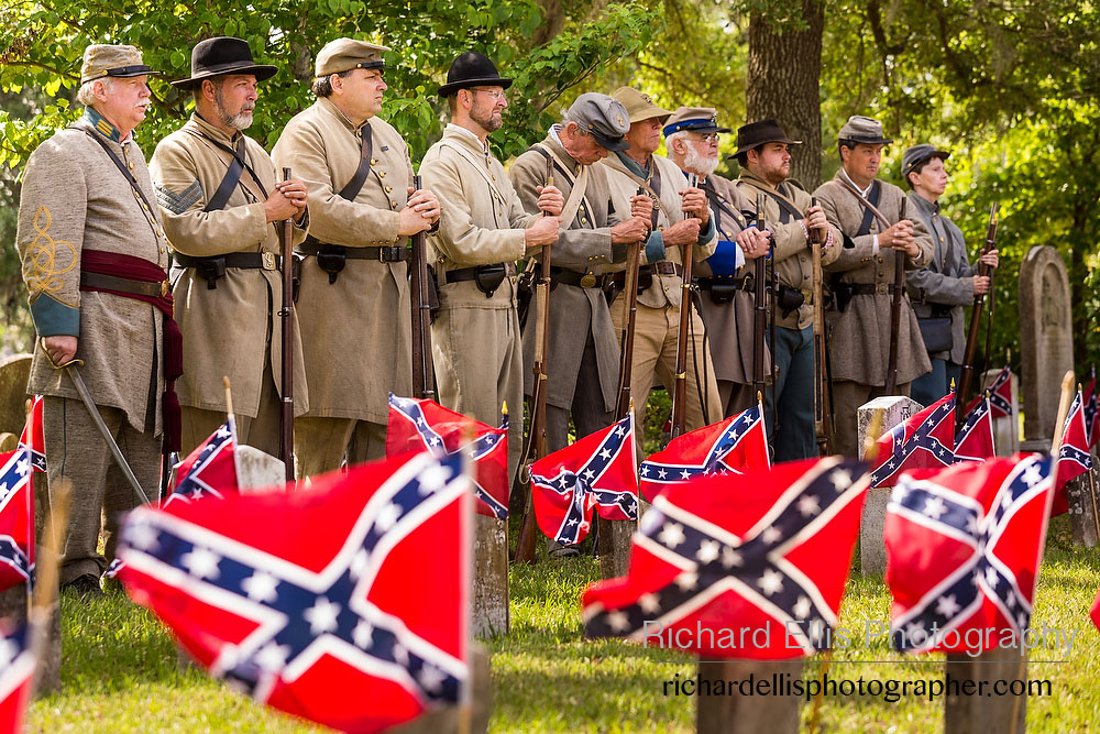 Civil War re-enactors stand at during Confederate Memorial Day events at Magnolia Cemetery April 10, 2014 in Charleston, SC. Confederate Memorial Day honors the approximately 258,000 Confederate soldiers that died in the American Civil War. 