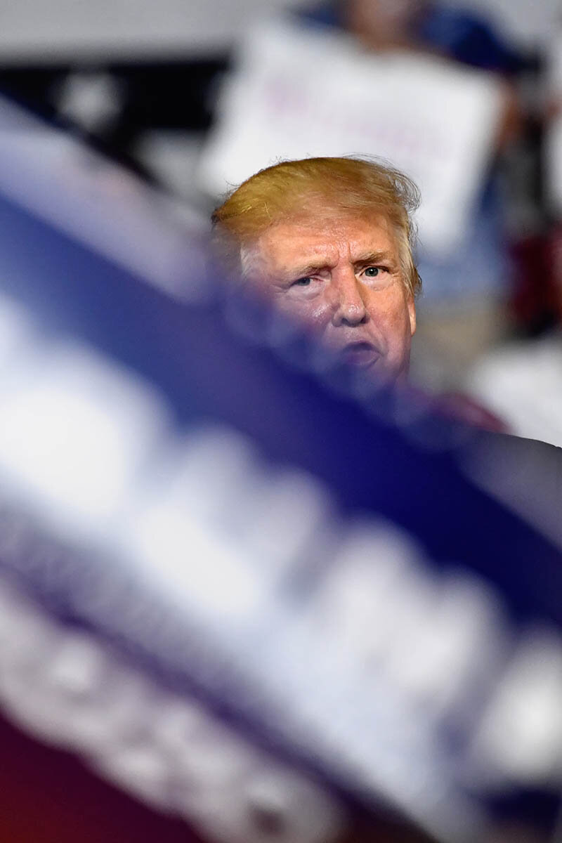  U.S. President Donald Trump addresses a crowd of supporters at a campaign rally in the Williams Arena on the campus of East Carolina University July 17, 2019 in Greenville, North Carolina.  