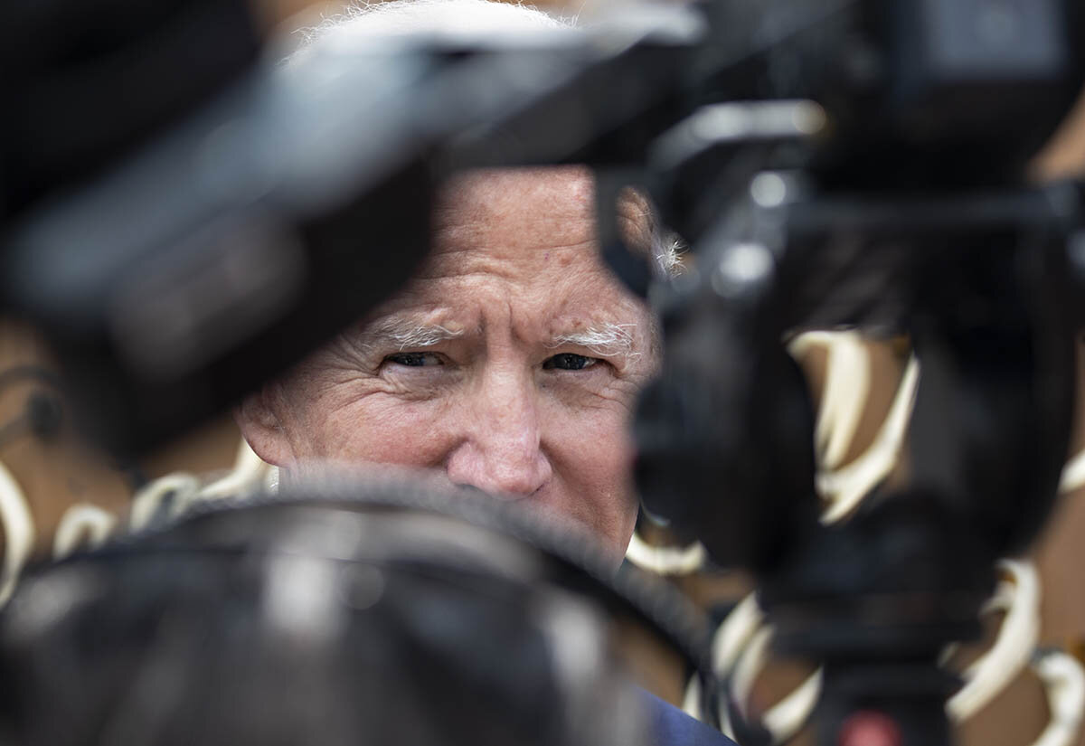  Democratic presidential hopeful former Vice President Joe Biden listens to a question from the media before a lunch with local officials at the Butcher and Bee July 7, 2019 in Charleston, South Carolina.  