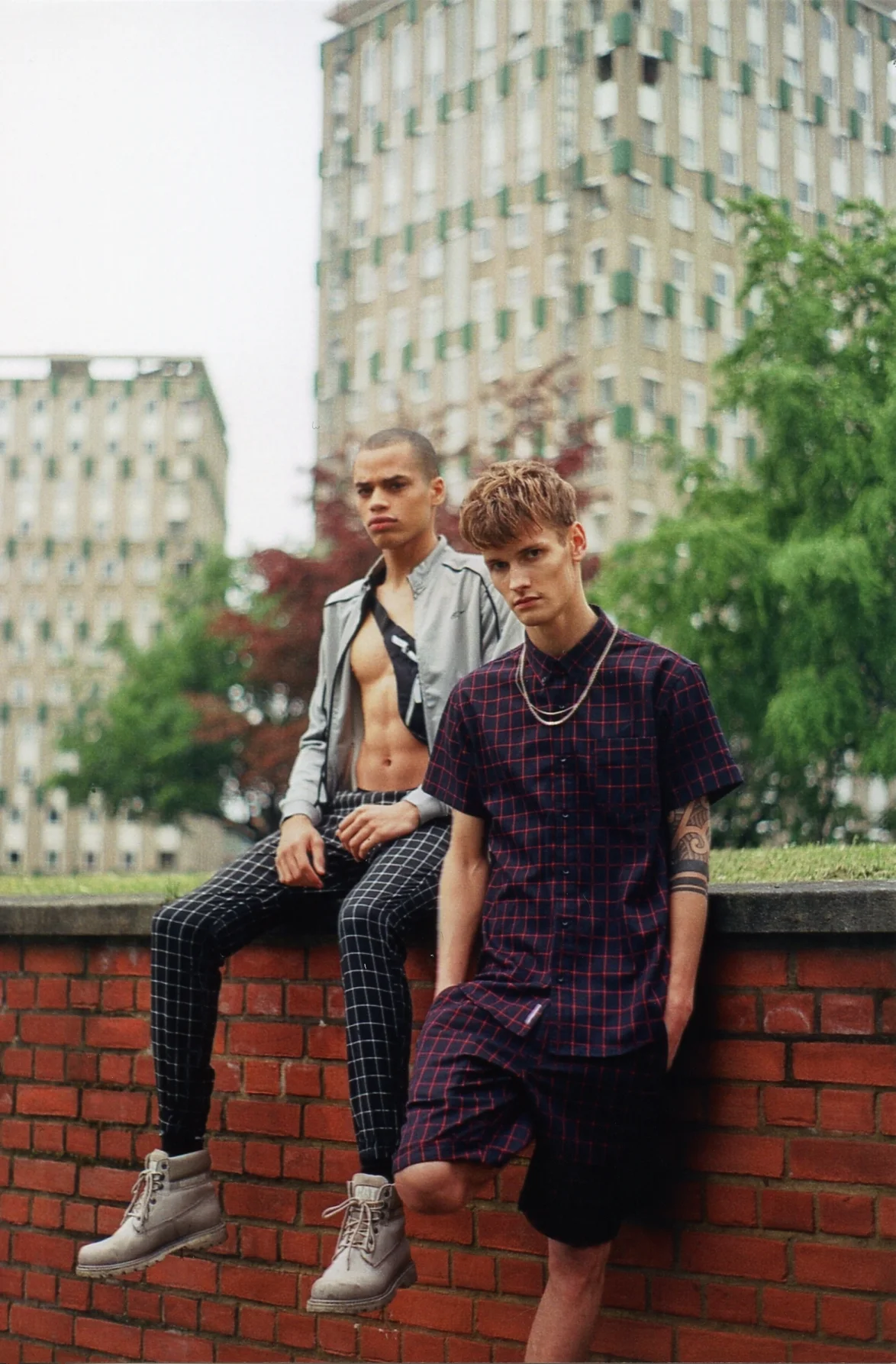 Charife: Jacket– alpinestars, Bag– Converse, Trousers - Publish, Boots – CAT Footwear // Eike: Top – Publish, Shorts – Publish, Shoes – CAT footwear