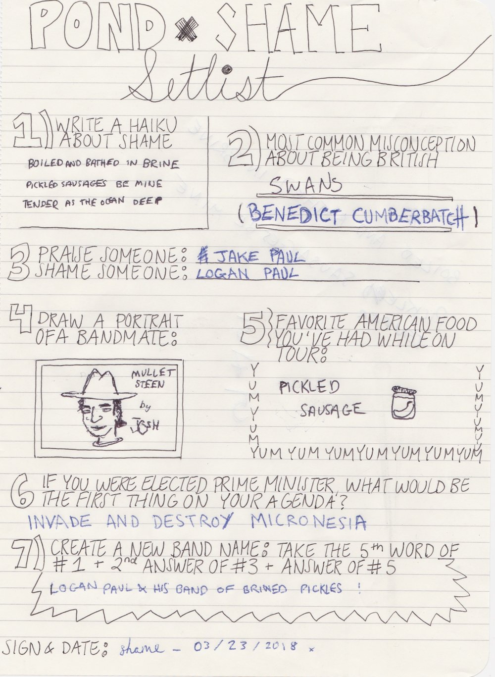 Setlist Shame Pond Magazine