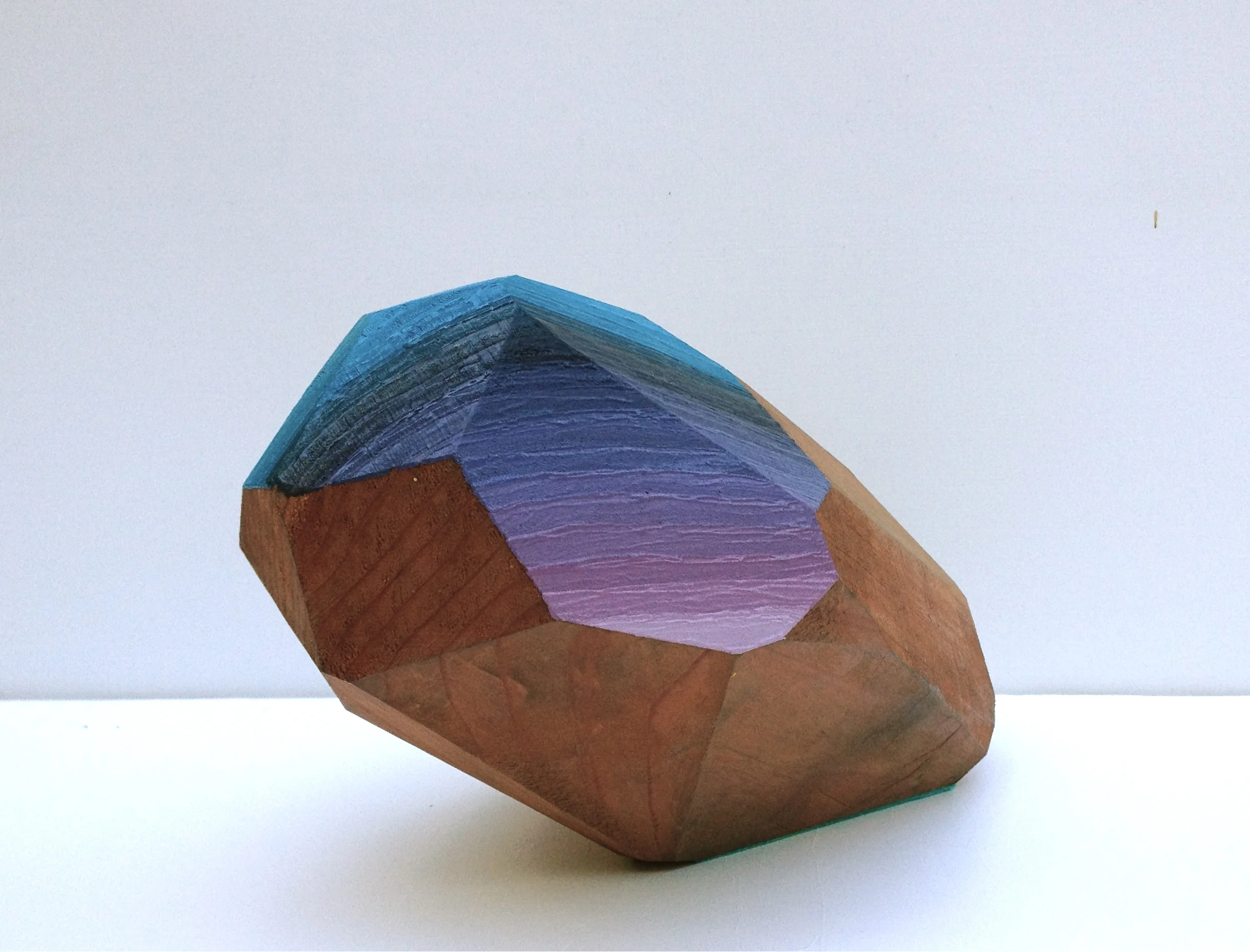   Woodrock (turquoise-lilac)   oil on redwood does not exceed 10" in any direction  2012  Collection: M. Harrington 