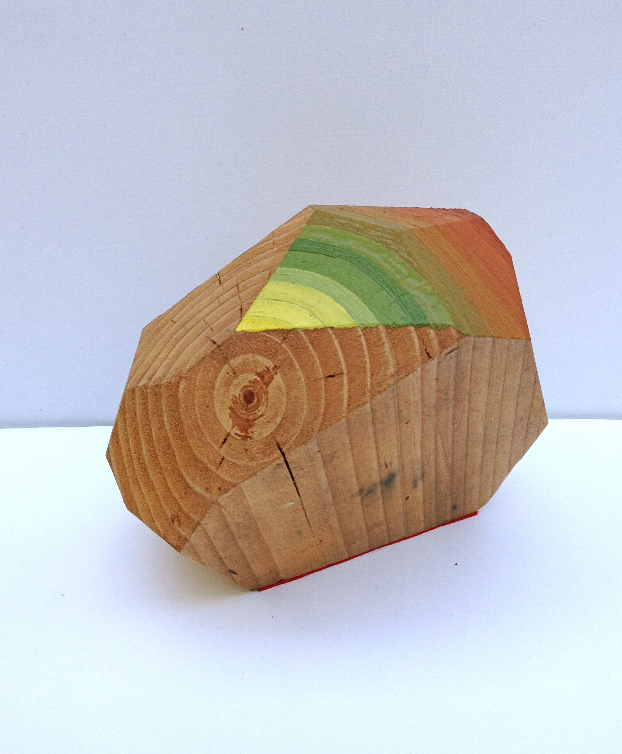  Woodrock (red orange-lemon yellow)  oil on Fir does not exceed 10" in any direction  2012&nbsp; 
