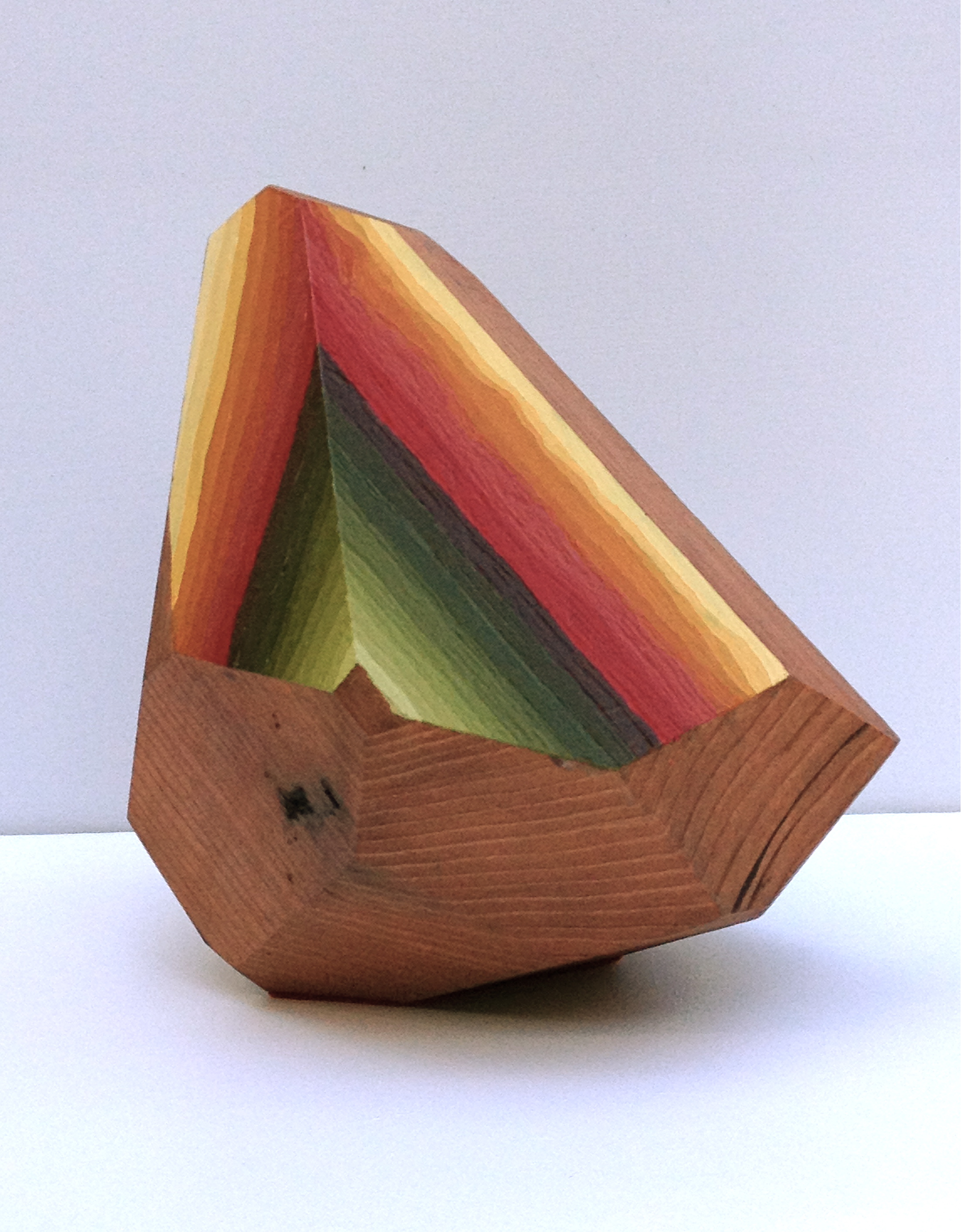   Woodrock (sap green-red-sunny yellow)   oil paint on redwood does not exceed 10" in any direction  2012  available: Heather Marx Shop 