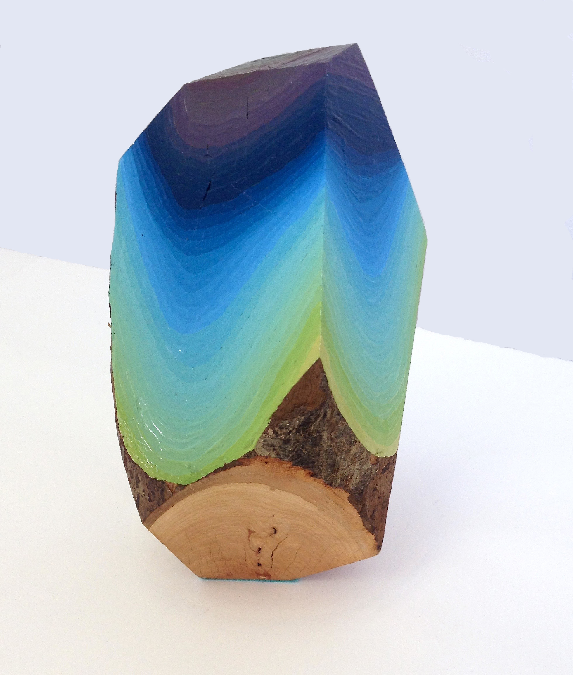 Stand Erect! Payne's violet-poopy gold oil on apple wood, 12"x6"x6", 2014