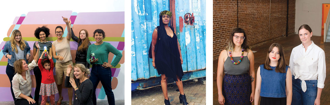 Left to right: The artists who run CTRL+SHFT; Anyka Barber of Betti Ono Gallery; and the artists of Recess\SF.