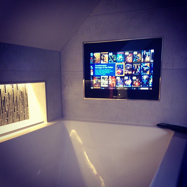 #bathroom #tv with #control4 & #kaleidescape