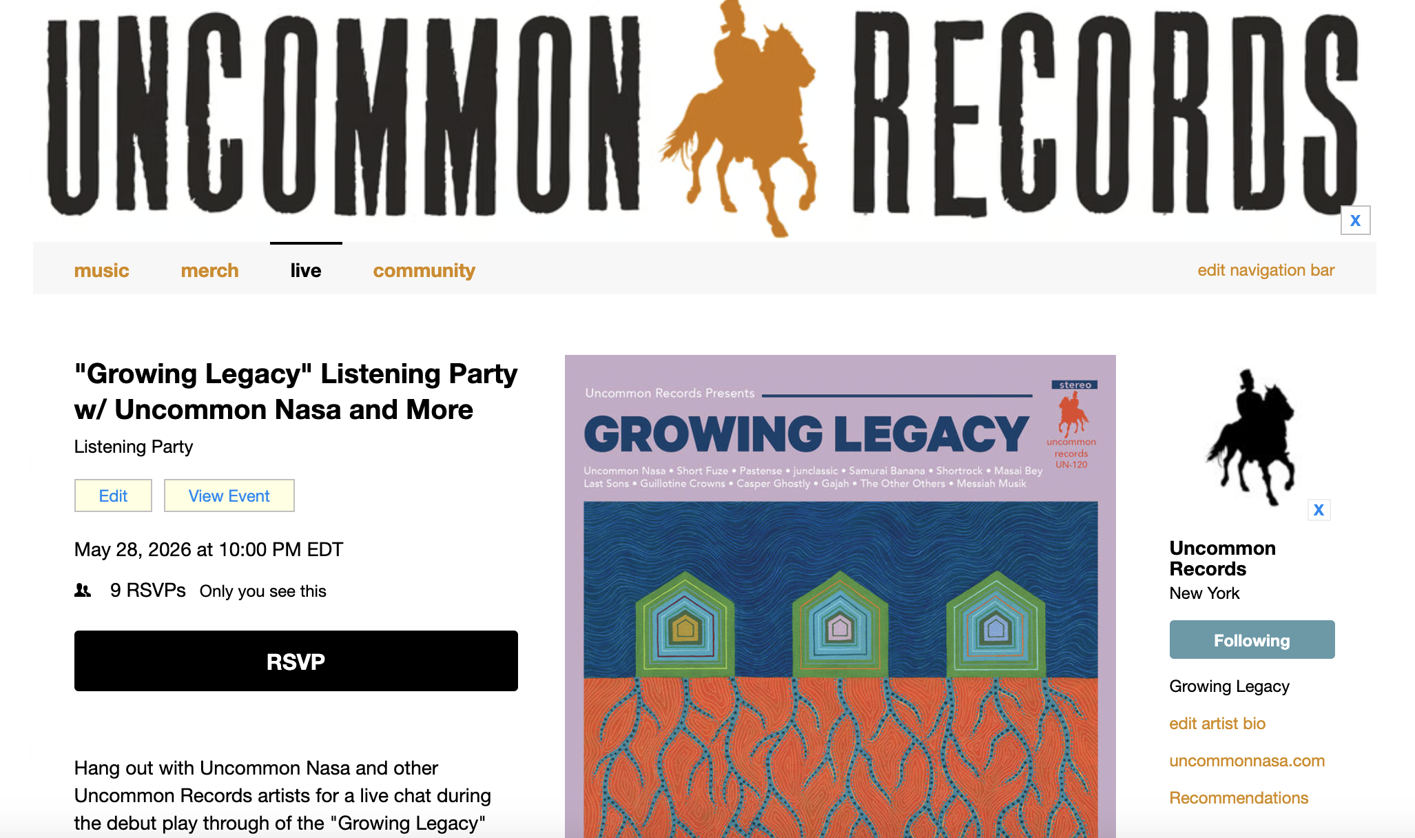 'Growing Legacy' Bandcamp Listening Party Scheduled for May 28th!