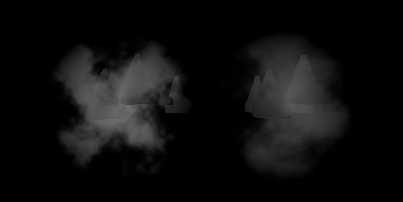  UE4 fog Sheet (left) and my optimized fog sheet (right)