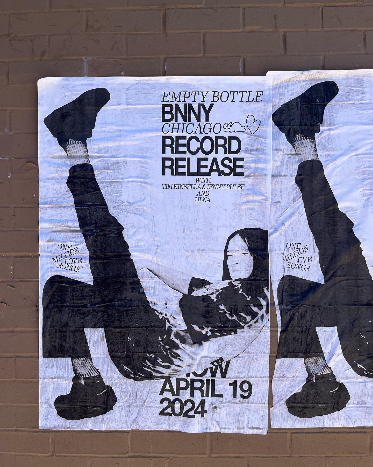 Chicago! Join us next Friday April 19th at THE @emptybottle to celebrate @bnnyband&rsquo;s new album &ldquo;One Million Love Songs&rdquo;, very limited tix remain, suggest copping in advance ❤️

The album is out digitally and streaming everywhere now