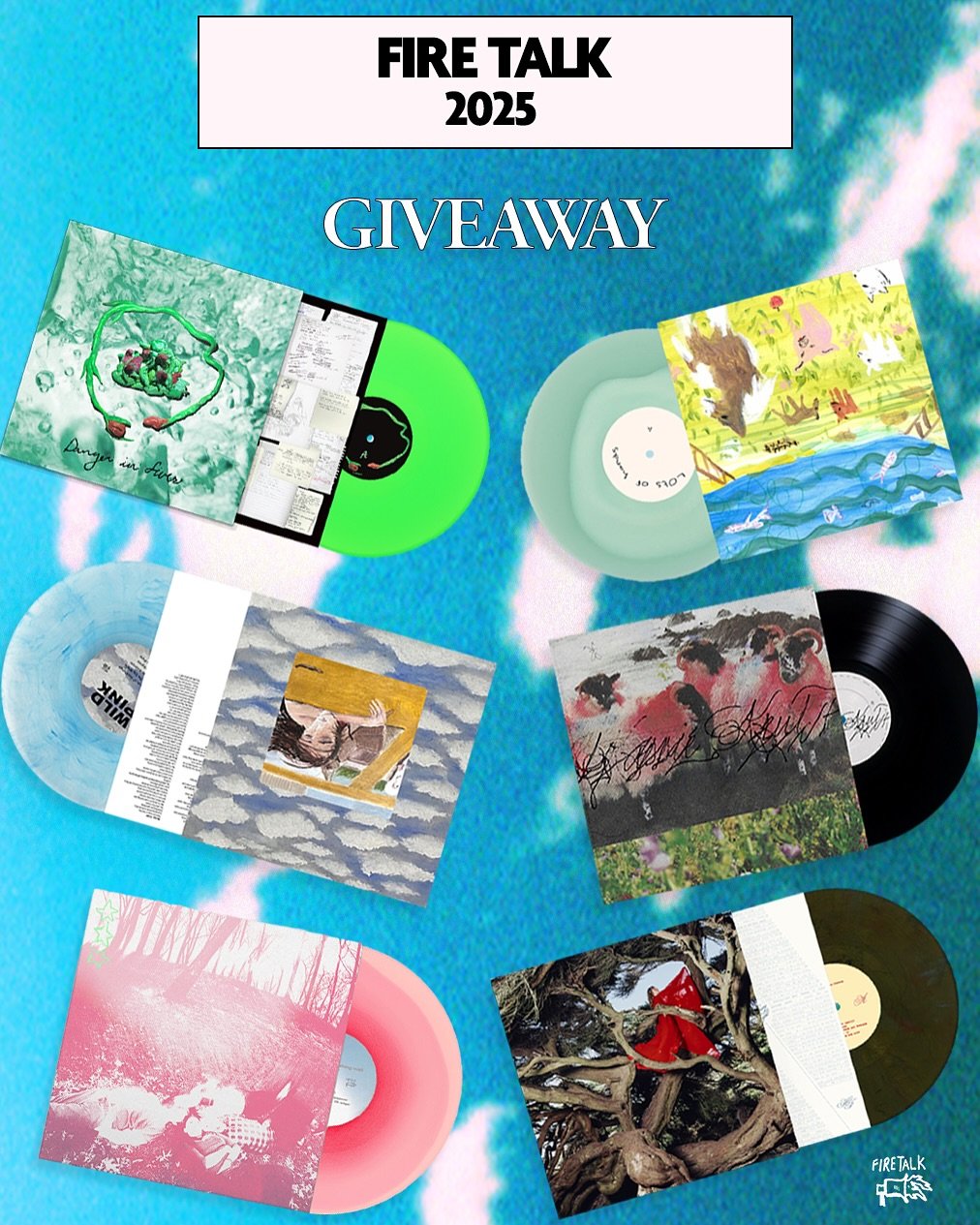 🚨 Giveaway Time 🚨 It&rsquo;s been a BIG 2025 &amp; to celebrate we&rsquo;re giving away some new vinyl we dropped this year for you &amp; a friend! 

@womborocks -  Danger in Fives (Neon Bog)
@lotsofhands - into a pretty room (Hazy Clear)
@hannahfr