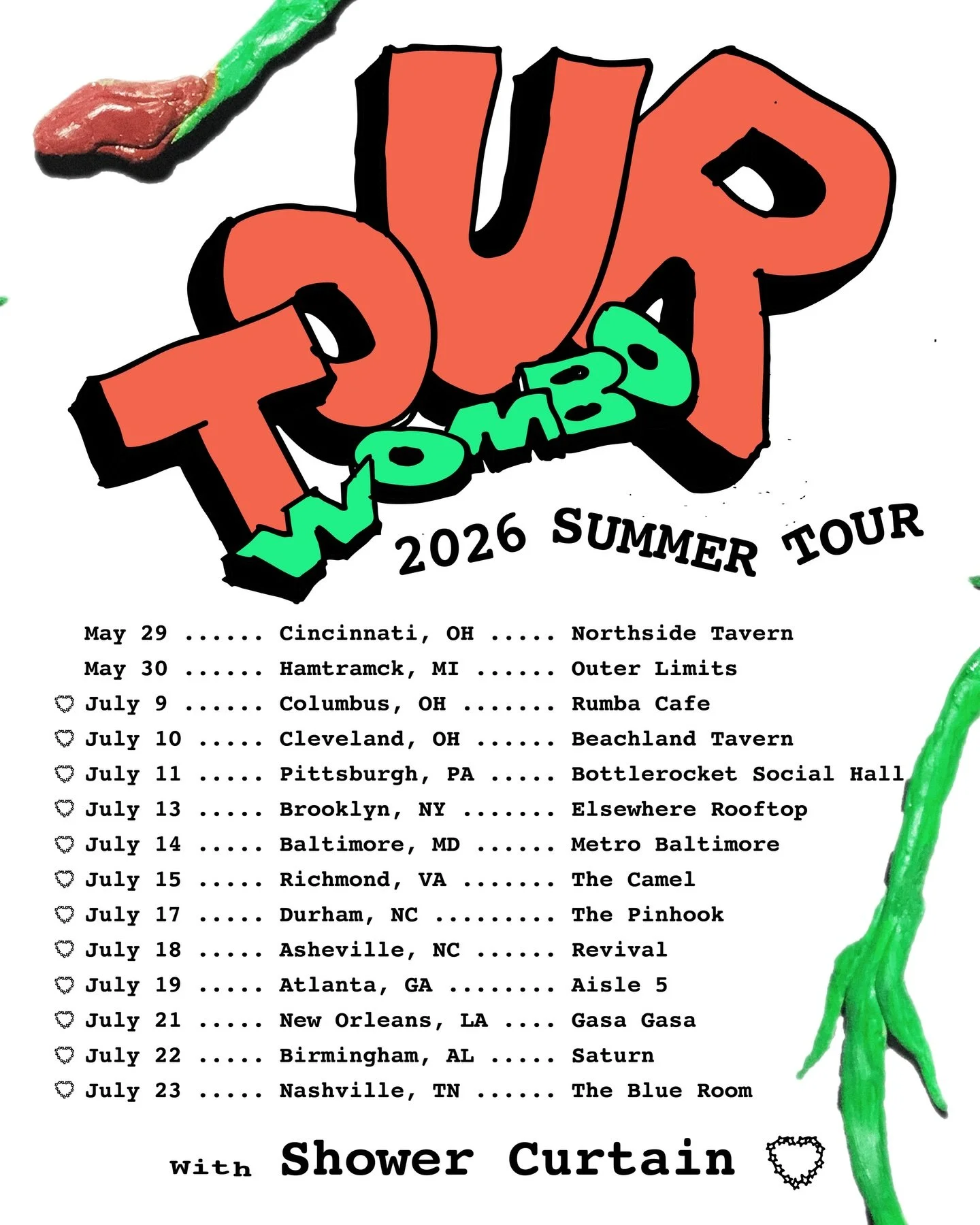 JUST ANNOUNCED ‼️ @womborocks going back on the road with cousins @showerrcurtain, tix on sale Friday 🎟️