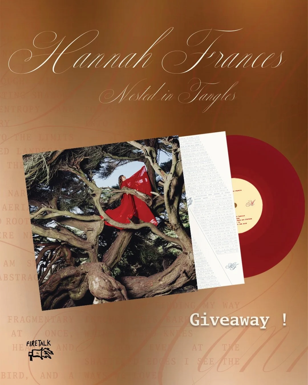 ‼️ Giveaway ‼️ 

Today marks 1 year of @hannahfrancesmusic's critically revered &amp; absolutely perfect 2025 album 'Nested in Tangles' &amp; to celebrate we're giving away a couple vinyl copies!

Just tag a friend in the comments you'd like to gift 