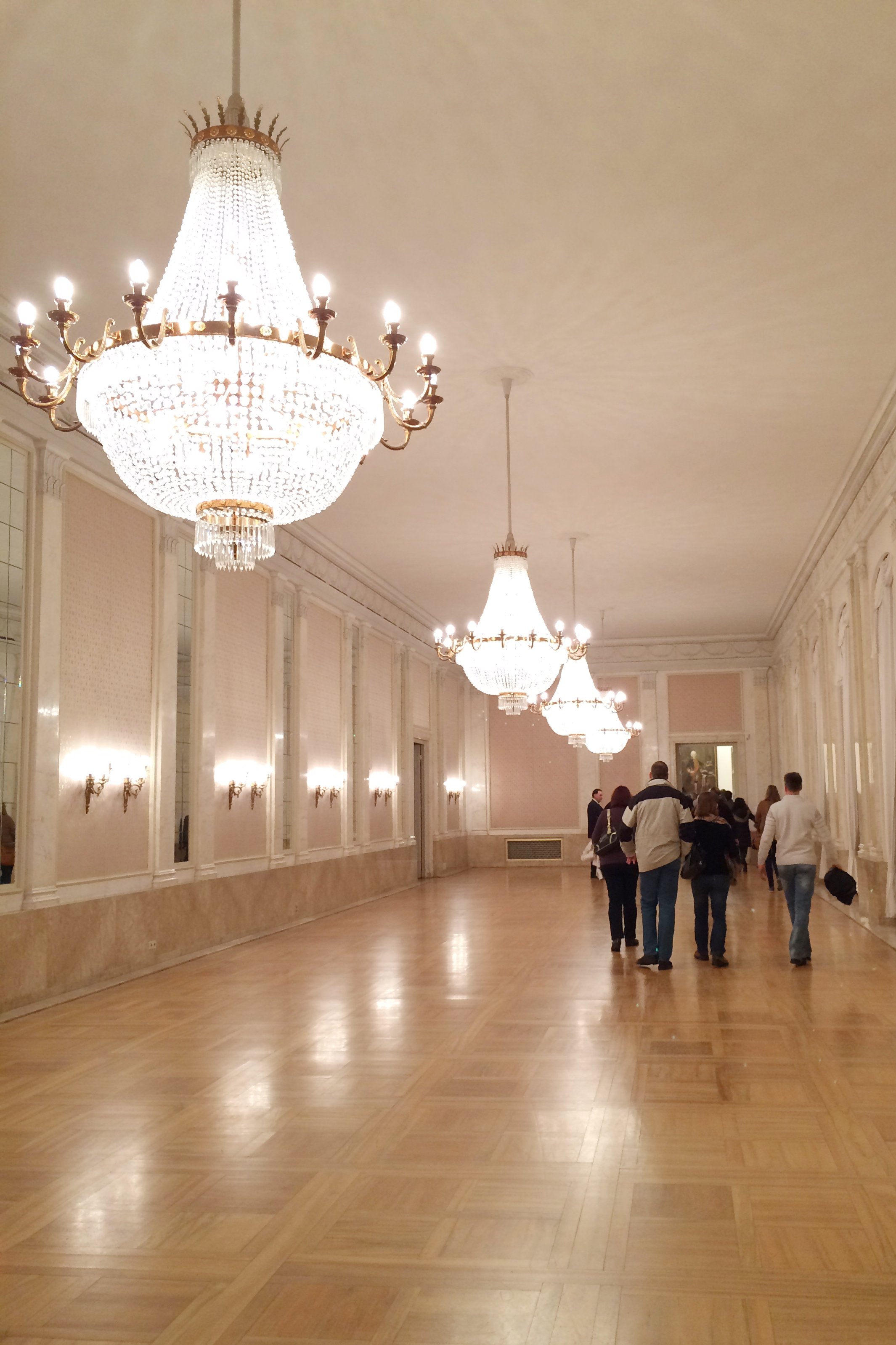 Inside the Neues Schloss. Just after I took this picture, a couple from the tour started dancing in here. The tour guide laughed at them and said something in German. All I caught was "Nein!.... Essen..." So I'm guessing this room is for eating, not dancing :)