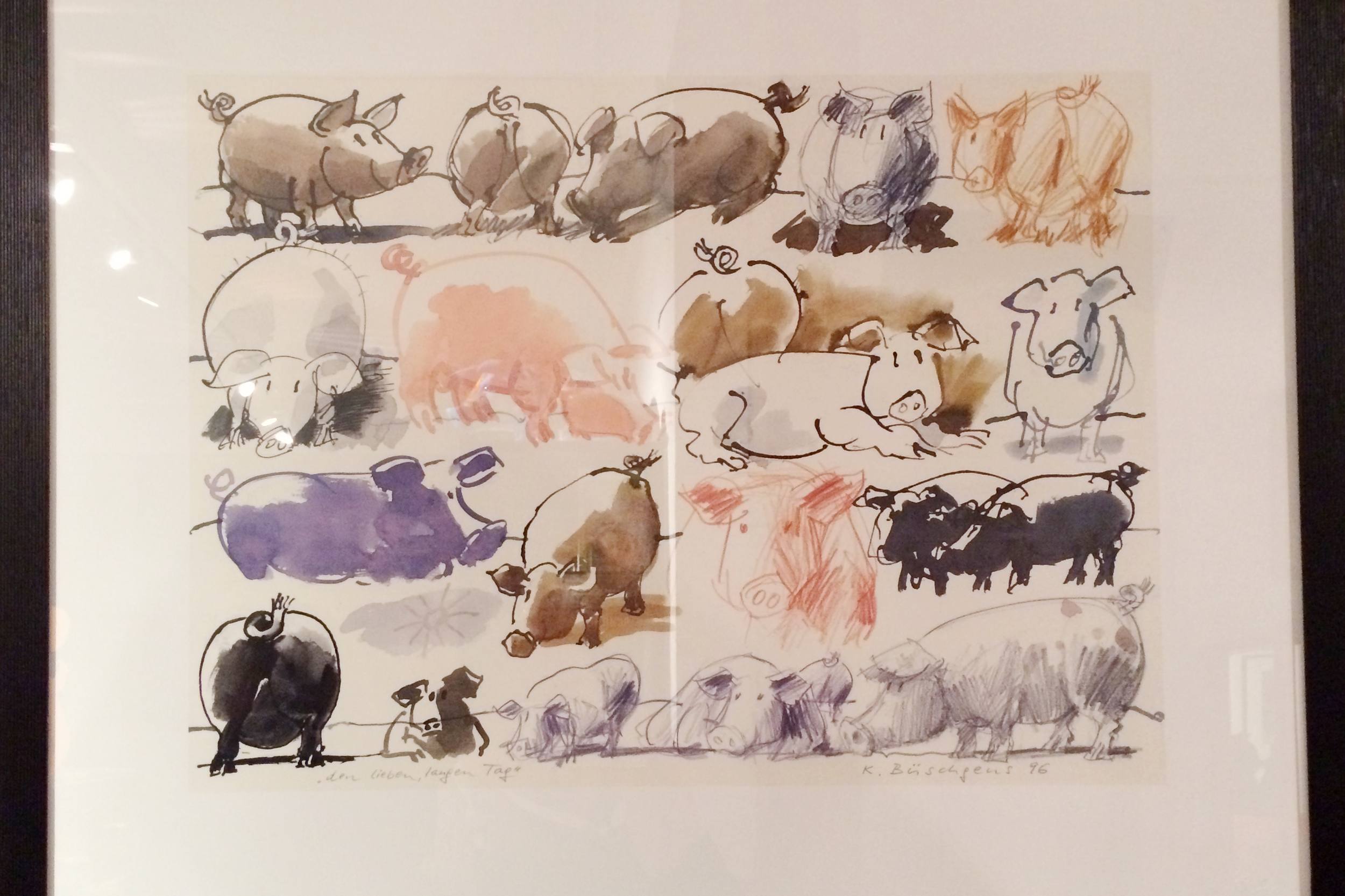 Pig painting. There was also a giant gold statue of a pig, an entire room for pig history, and displays for swine habitats, swine food, and swine flu.