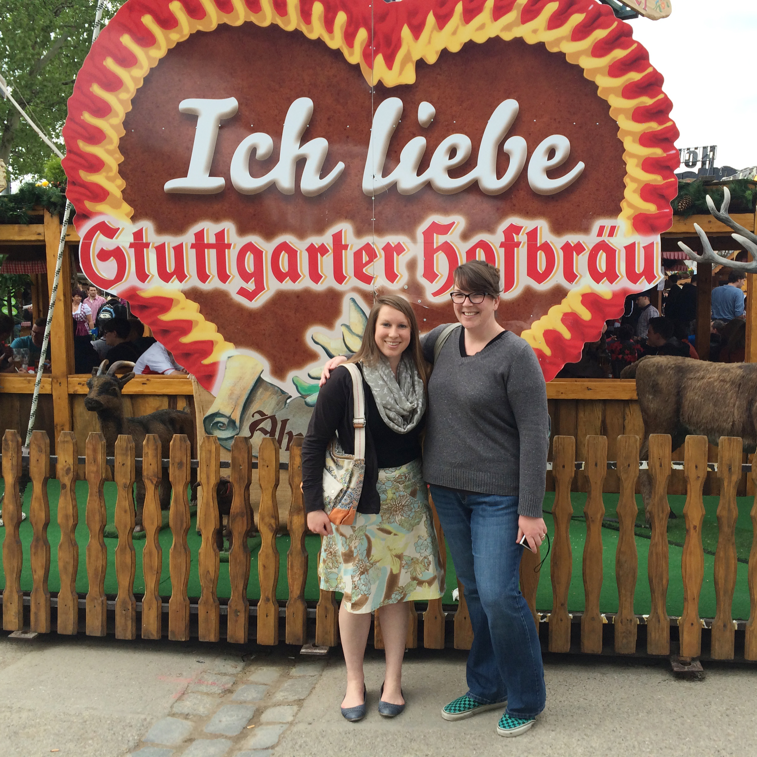 Me and my friend Erin! I found out (after this picture was taken) that Stuttgarter Hofbräu is a brand of beer... haha! Typical me...