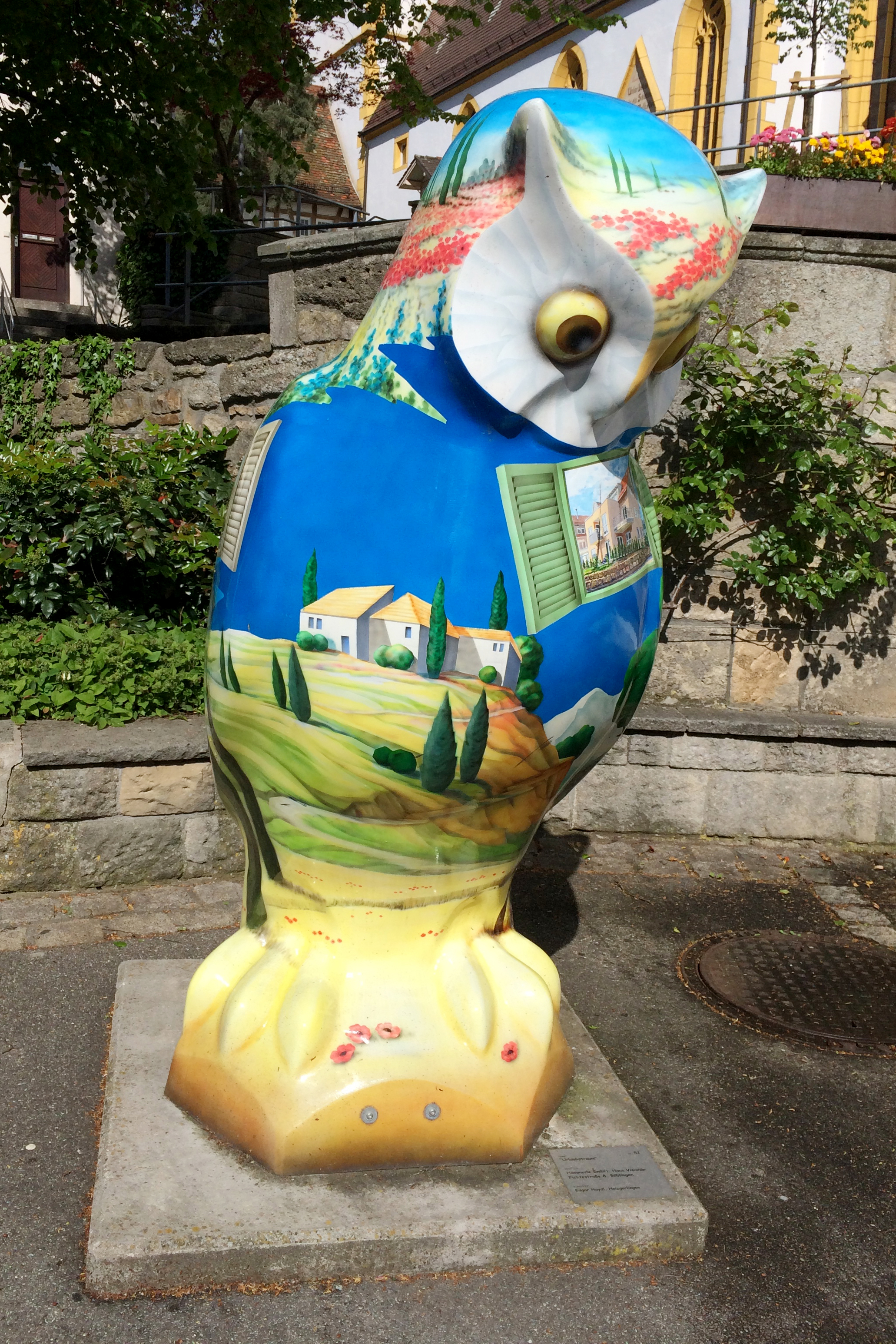 There are owls all around the town.