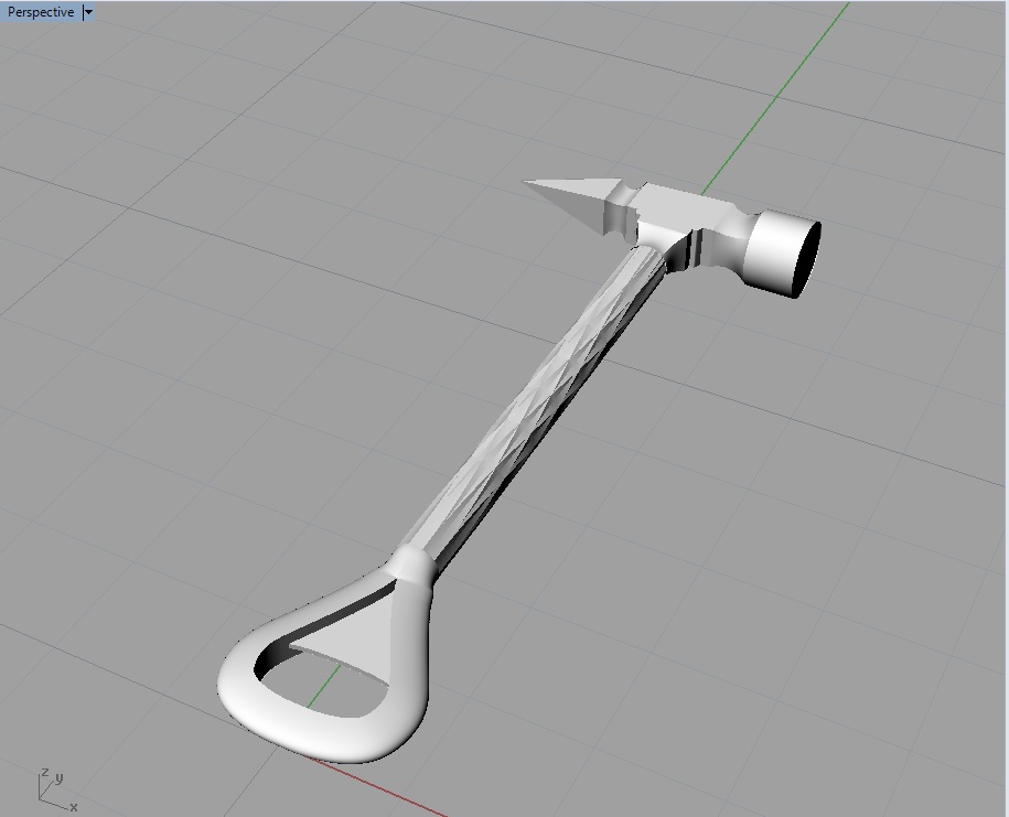 A 3D perspective view of the bar-tool design in Rhino