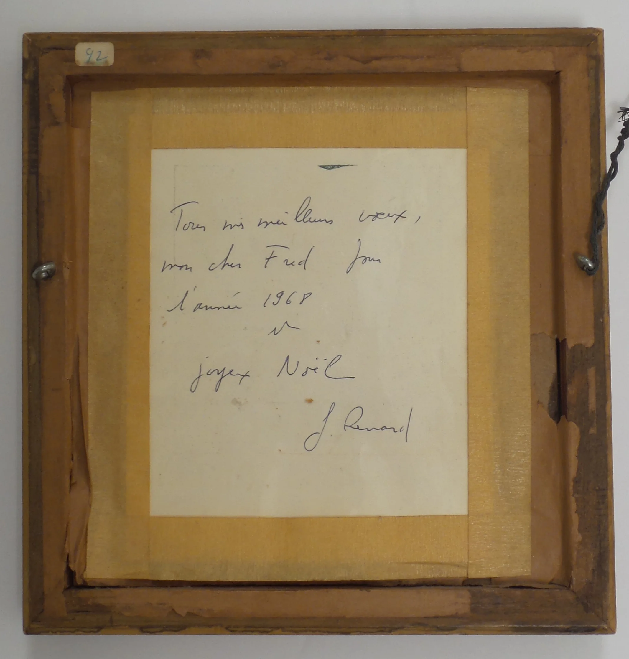 The inscription of the preceding work, from Tony Victoria's collection