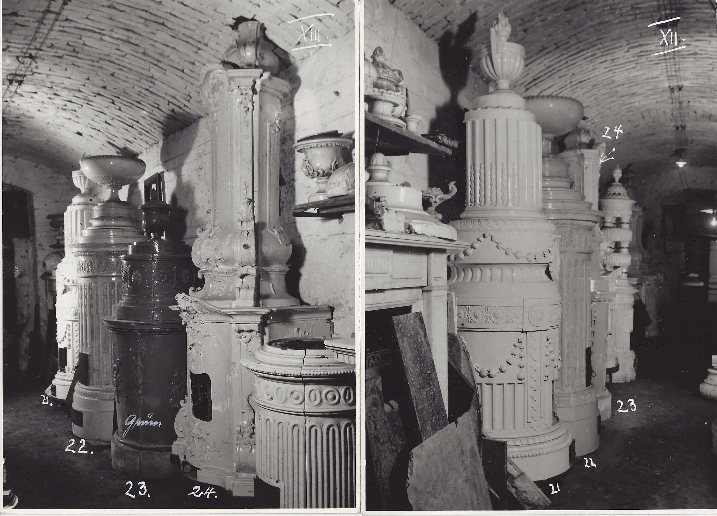 An old inventory photo of available ceramic room heaters taken by Frederick Victoria in Vienna circa 1948