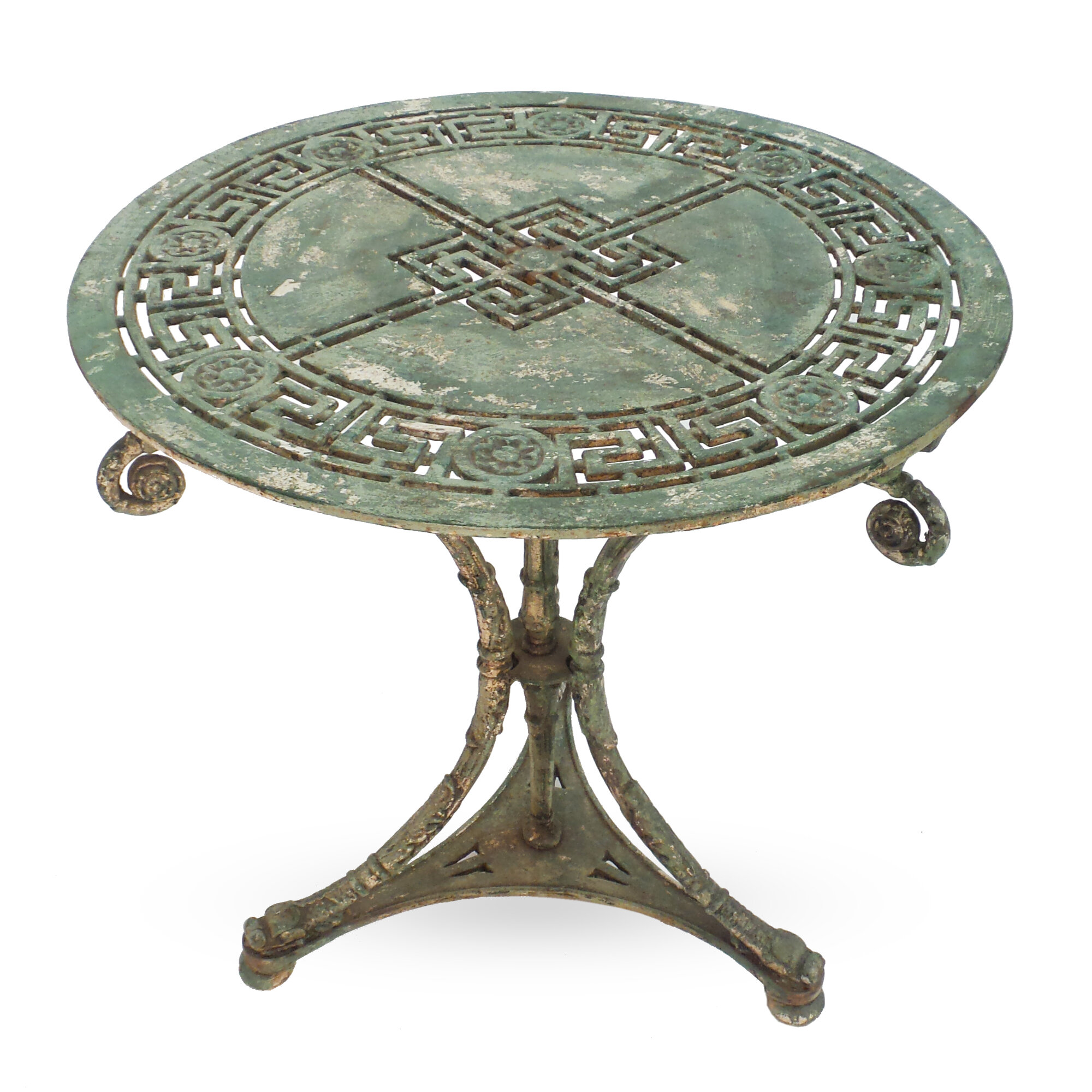 green cast iron garden table