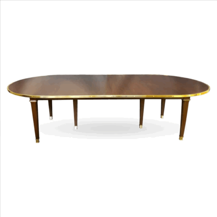 R821-Louis-XVI-Canabas-Dinig-Table-Victoria-&-Son-brass-shoes-collars-molding.GIF