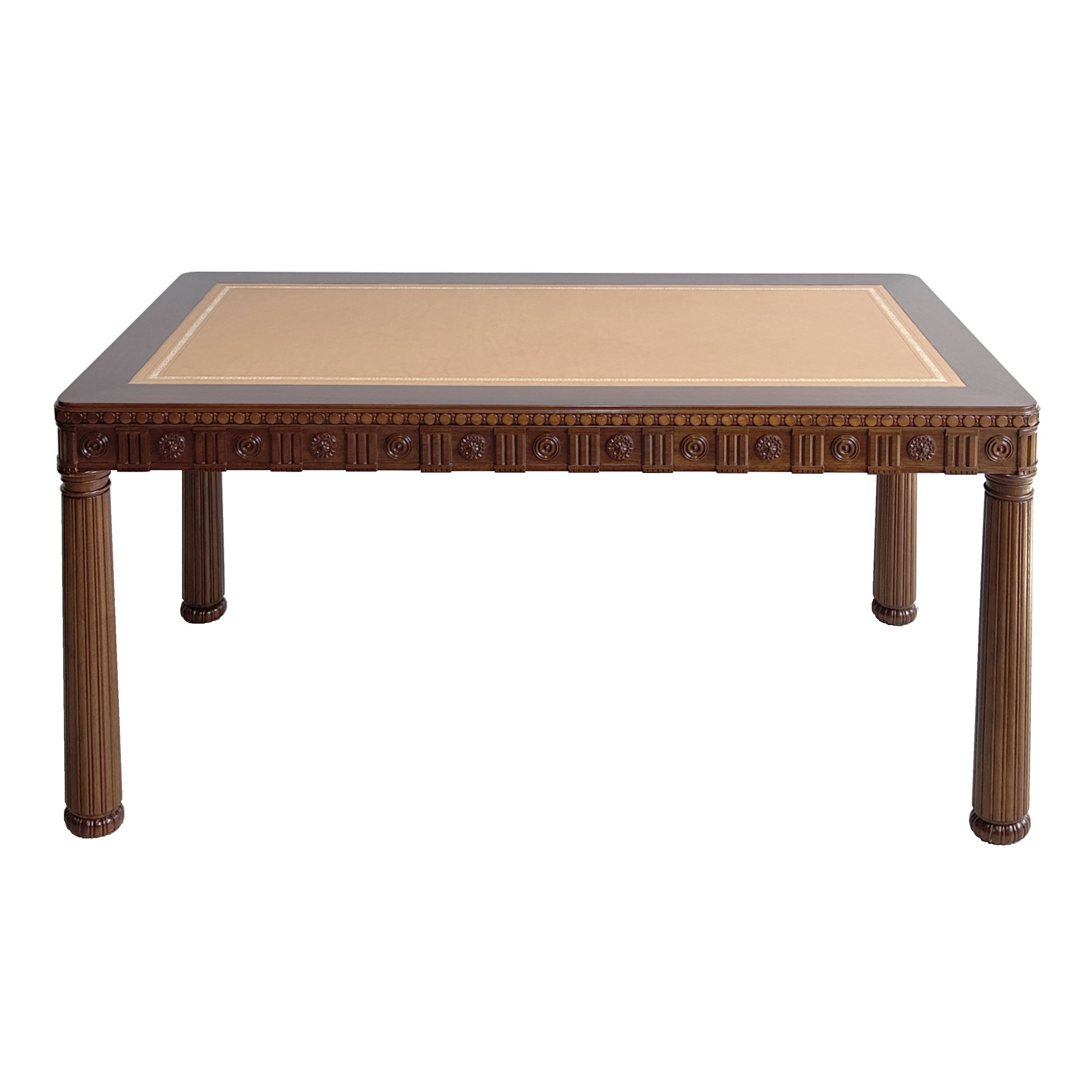 George-III-Style-Writing-Table-mahogany-hand-carved-neoclassical-decorative-motifs-tapering-legs-reeded-drawer-Victoria-&-Son.jpg