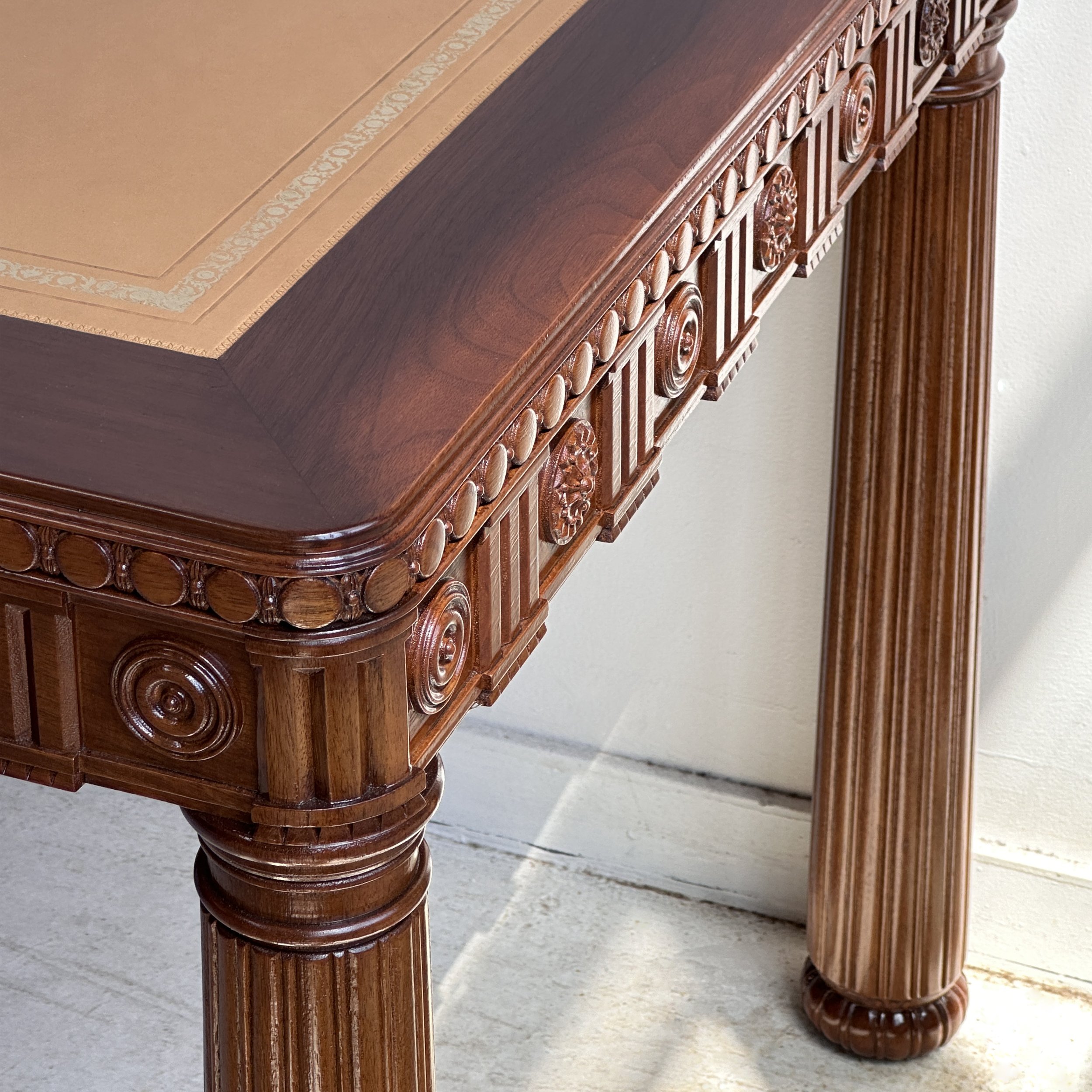 George-III-Style-Writing-Table-mahogany-hand-carved-neoclassical-decorative-motifs-tapering-legs-reeded-drawer-pattern-solid-high-Victoria-&-Son.jpg