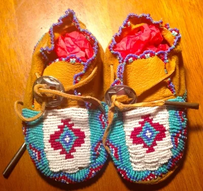 Handmade beaded baby moccasins