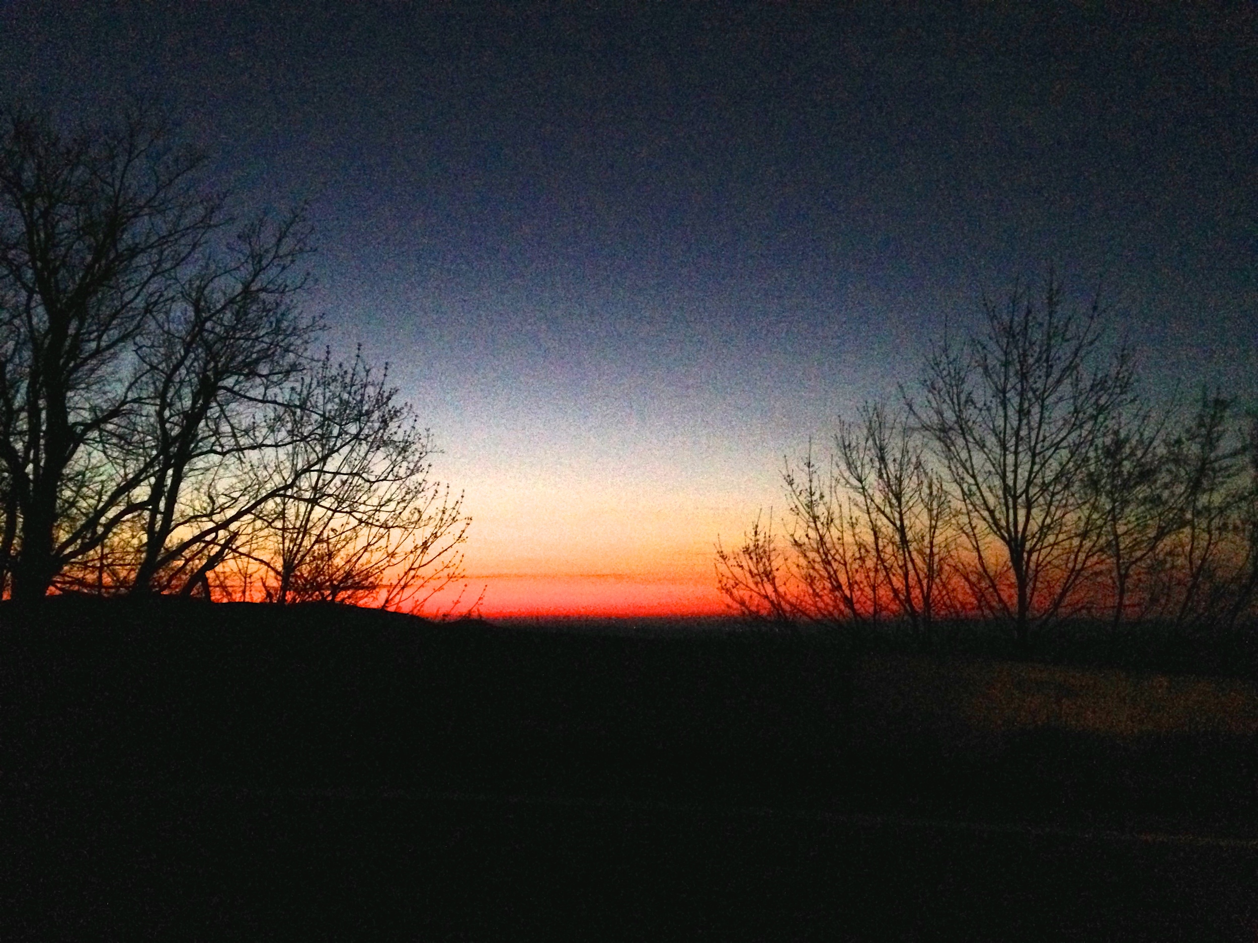 Dawn, driving down the mountain.