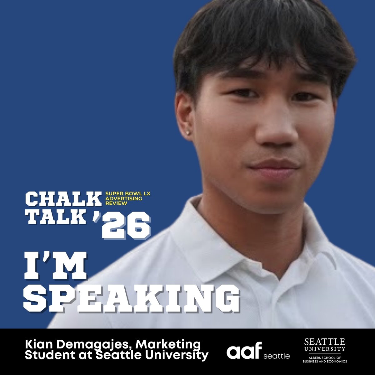 🎤 MEET THE SPEAKERS: Kian Demagajes @kian.demagajes  is a third-year marketing student at Seattle University and current Executive Vice President of Seattle University&rsquo;s American Marketing Association. He is also a current marketing intern at 