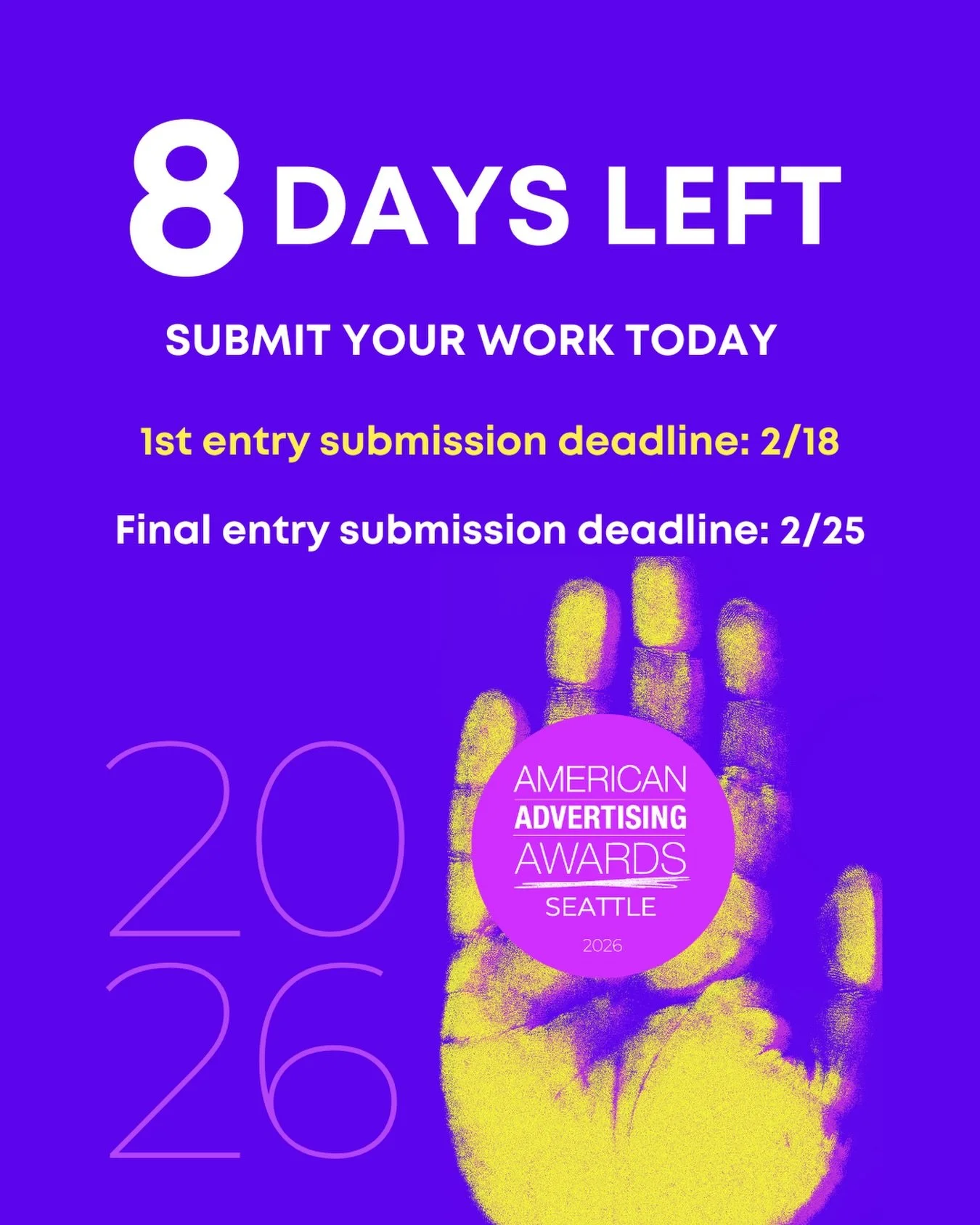 Creativity is human. And there is still time to showcase yours!

This year at the American Advertising Awards we celebrate the choices behind the work: what to say, what to leave out, and when to stop. Creativity begins and ends with people. 

We enc