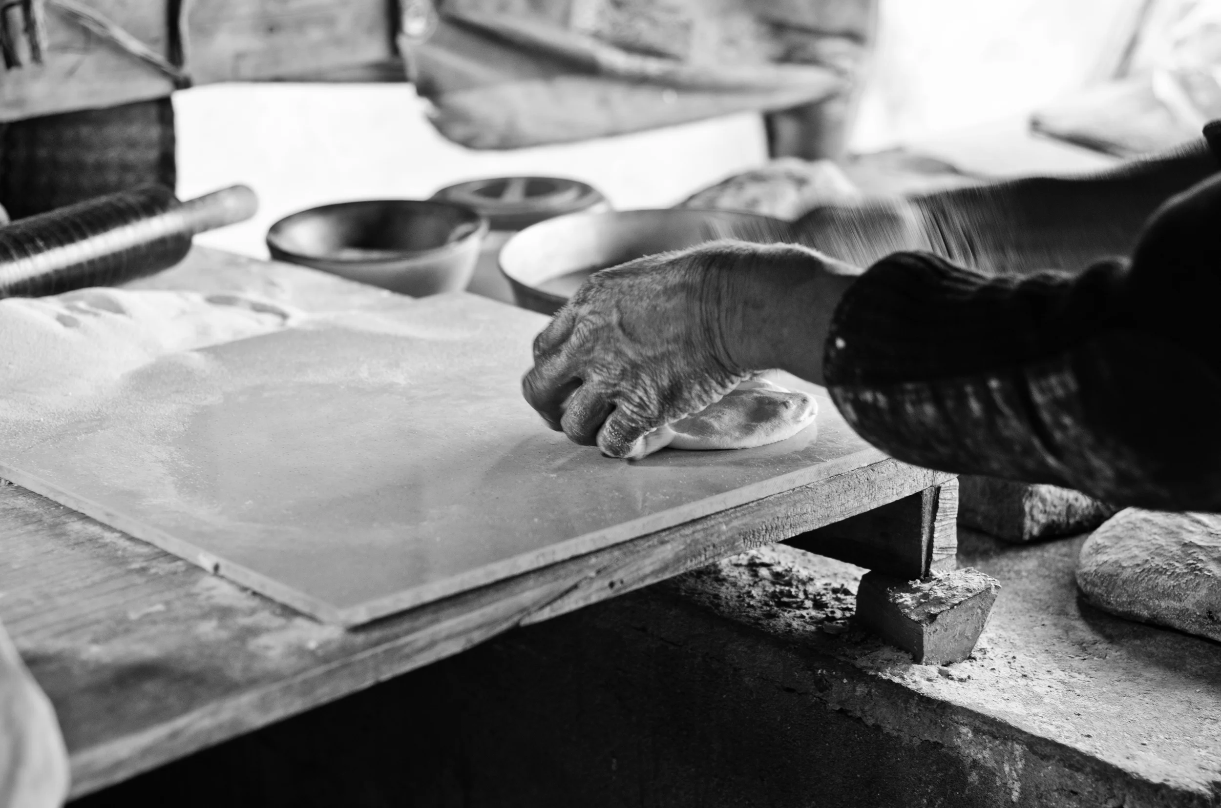 flattening the dough