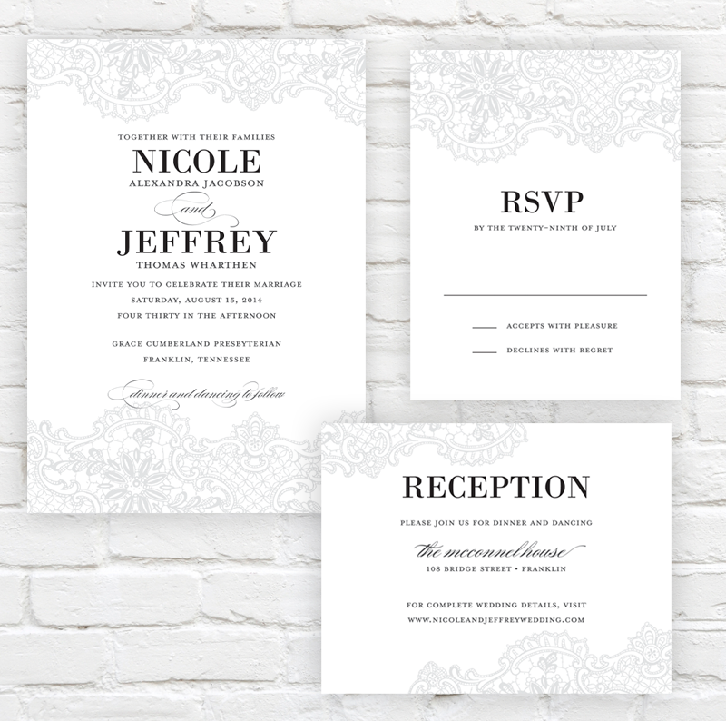 Lace Elegance Wedding Invitation by J. Amber Creative