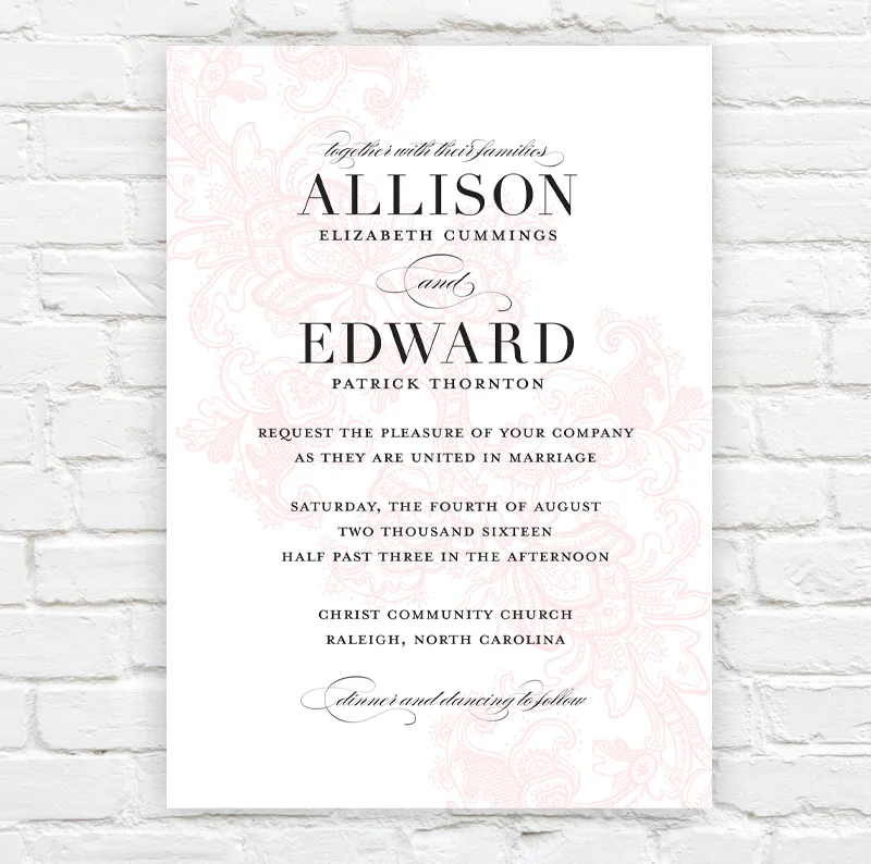 Floral Lace Wedding Invitation by J. Amber Creative