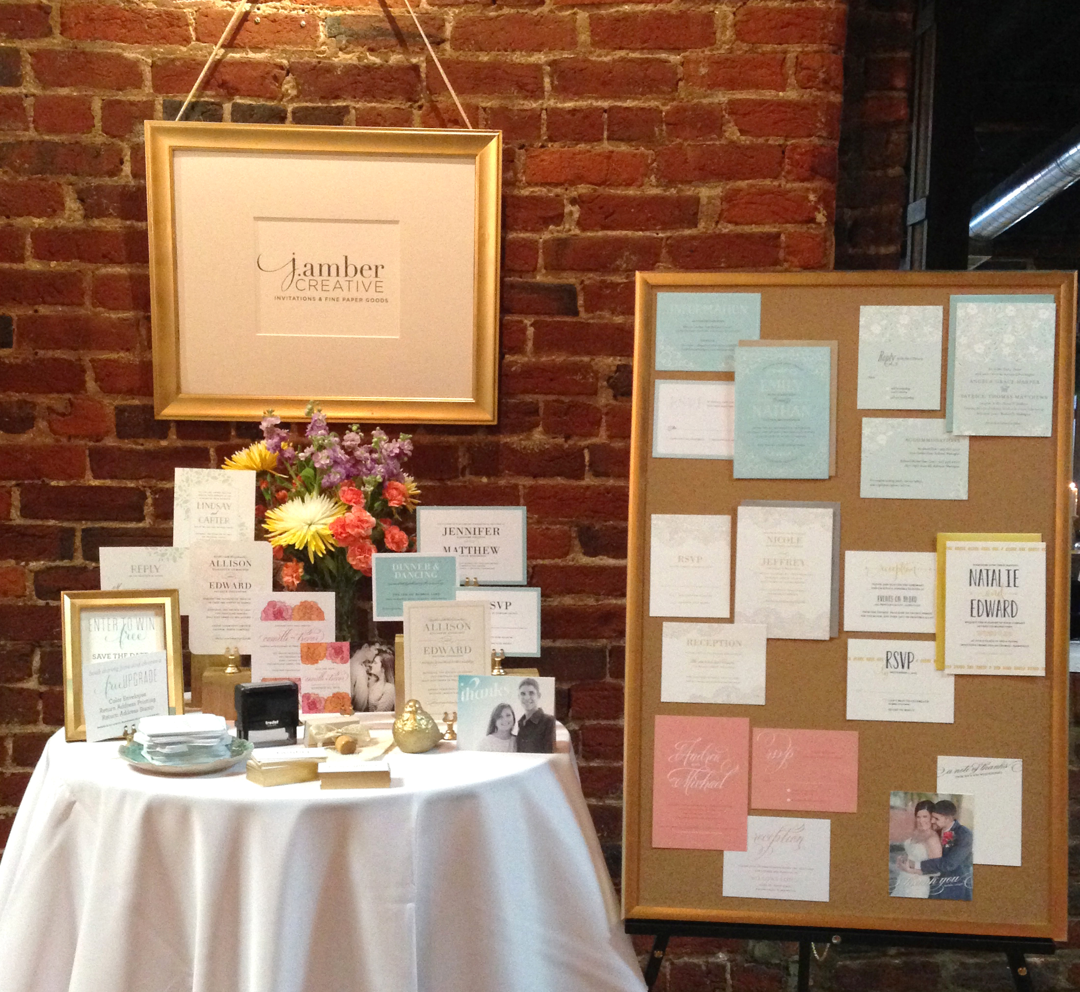 My table and a selection of the brand new wedding line from J. Amber Creative.