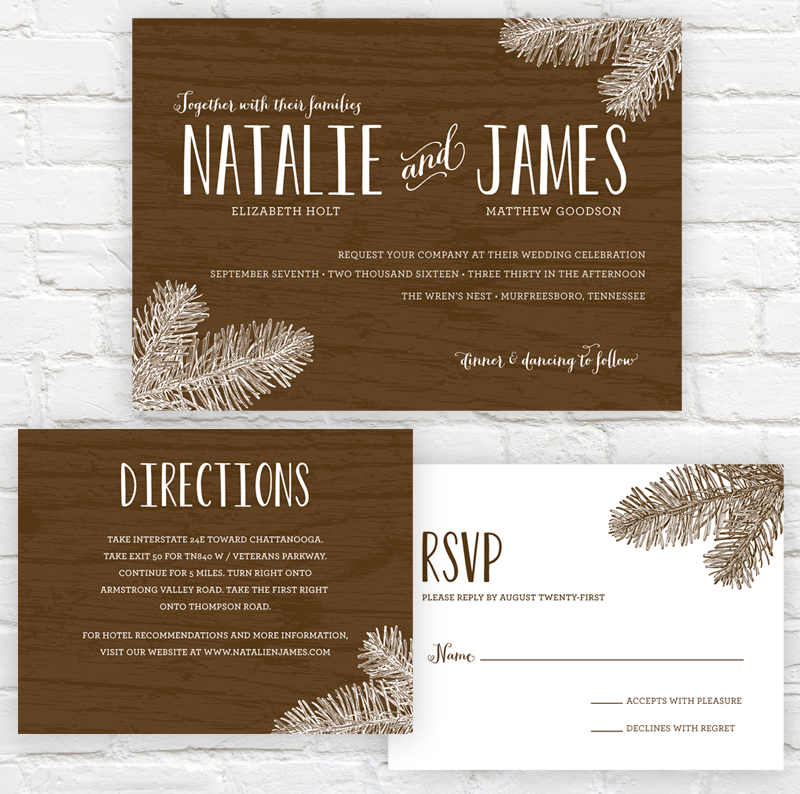 Woodsy Wedding Invitation by J. Amber Creative