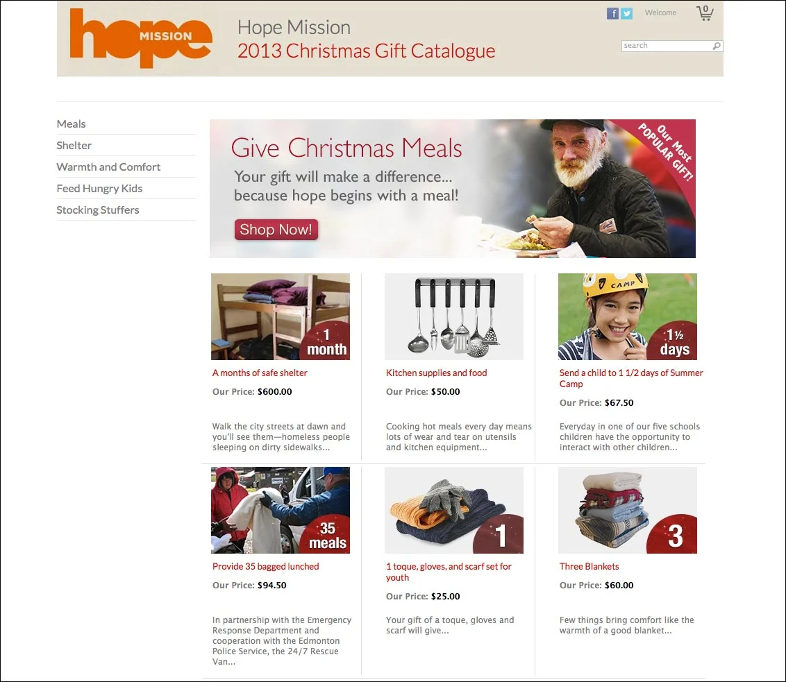 Hope Mission Calgary Holiday Giving Catalogue</br>Produced
