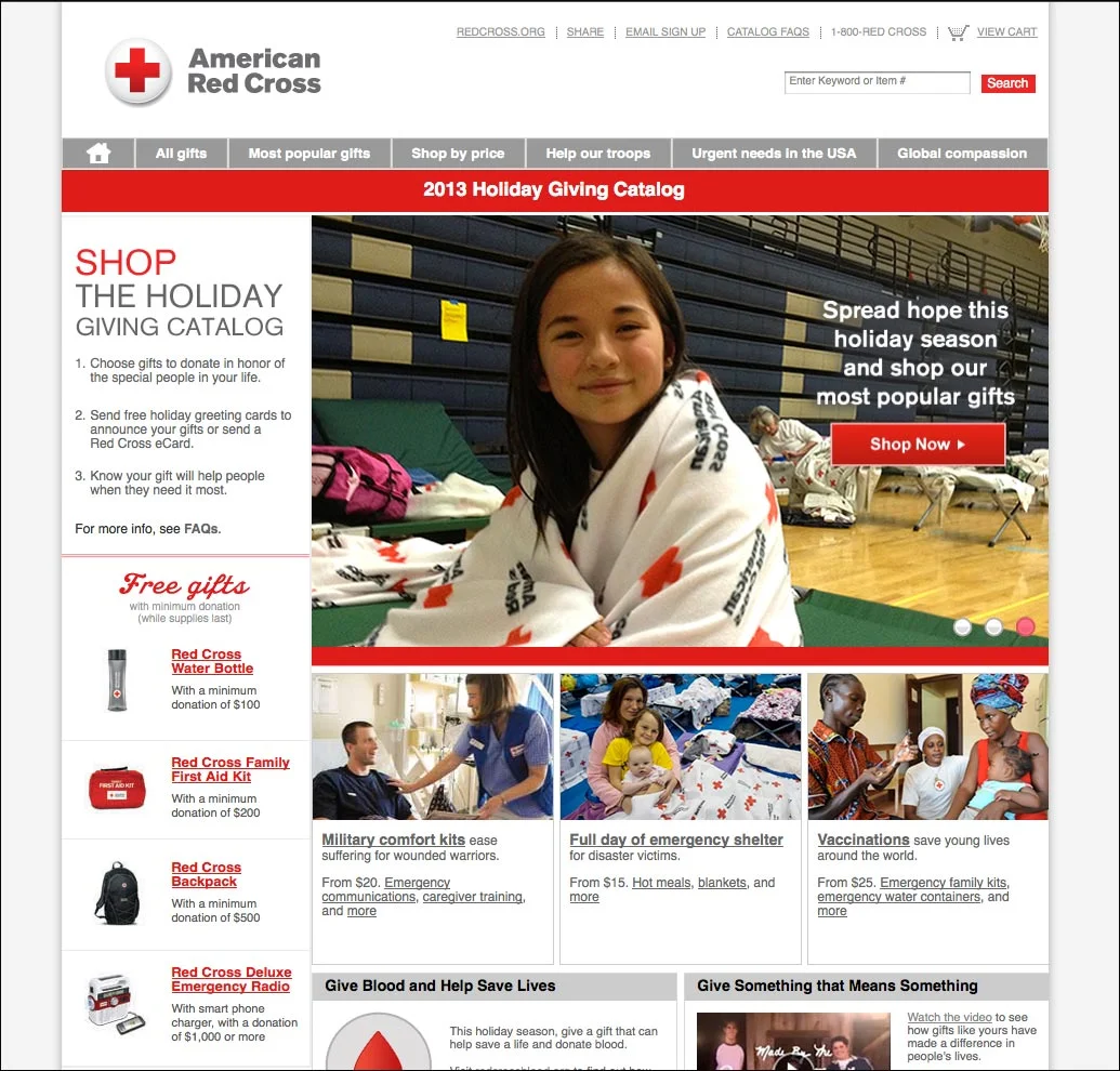 American Red Cross Holiday Giving Catalog</br>Produced, Assistant Creative Directed, Lead Usability Testing