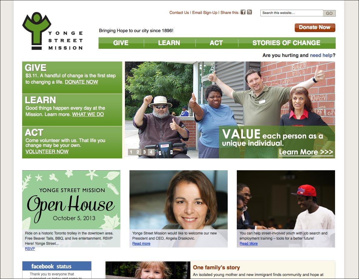 Younge Street Mission Website Redesign</br>Produced, Creative Directed
