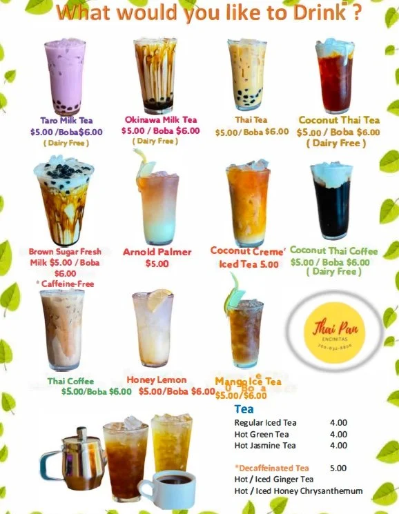 Drink Menu with pictures of available drinks