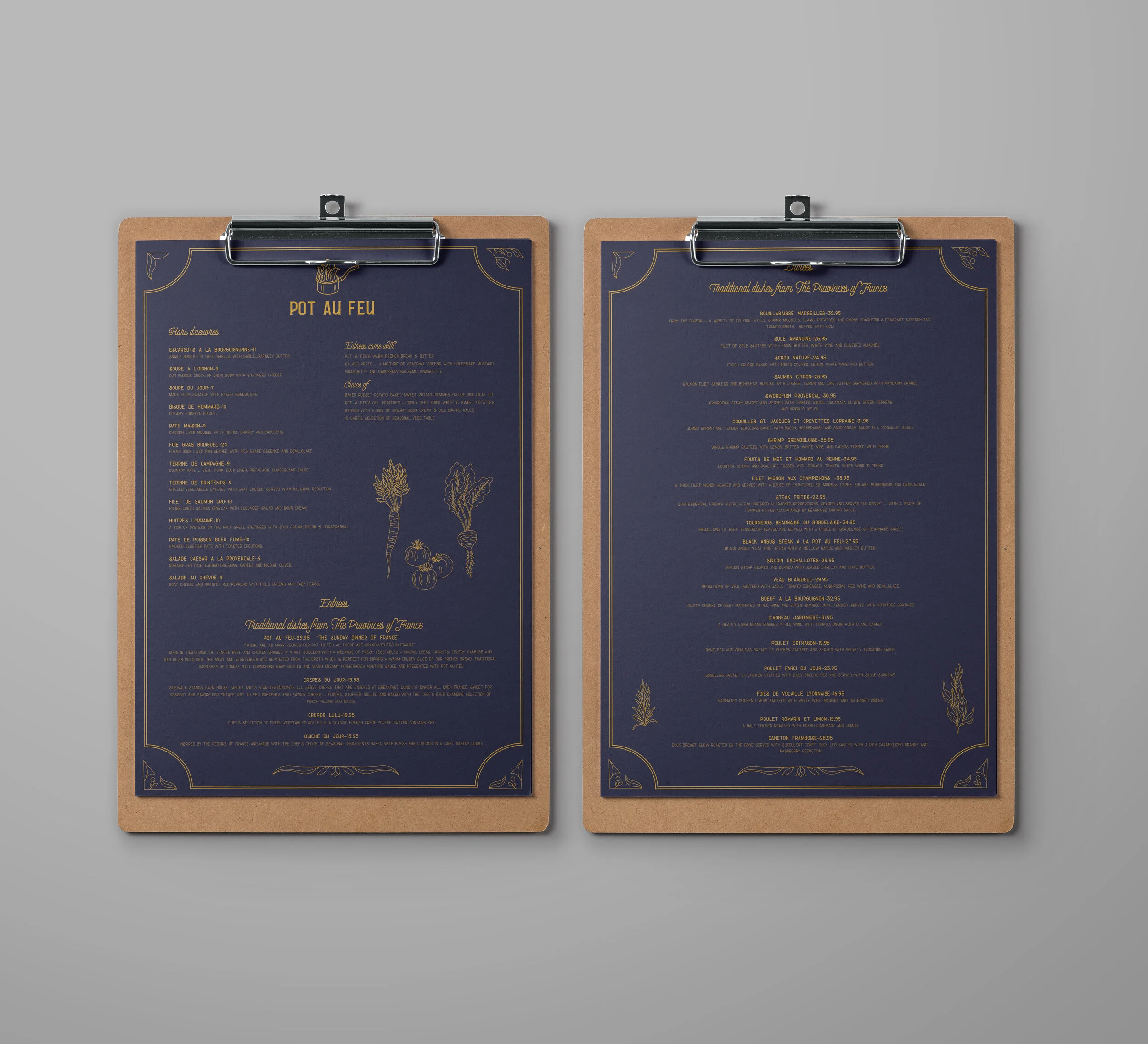 Menu design for Pot u Feu