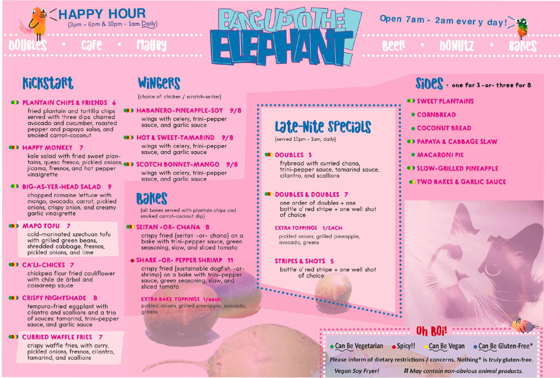 Old Bang Up to the Elephant Menu