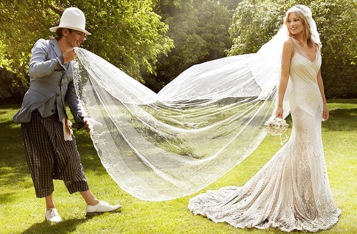 Kate Moss in custom John Galliano .
